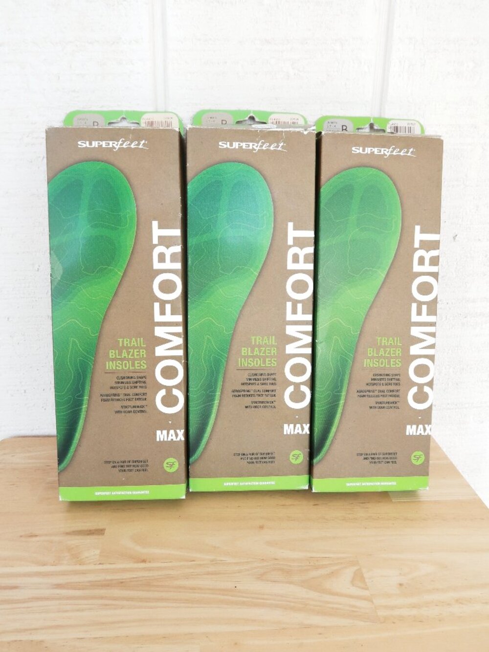 3 Pairs of Superfeet Trailblazer Comfort Green Insoles | Size B